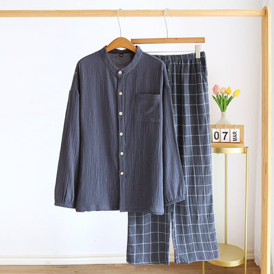 Pijama de Gasa de Algodón para Hombre - Primavera y Otoño - Image 4
