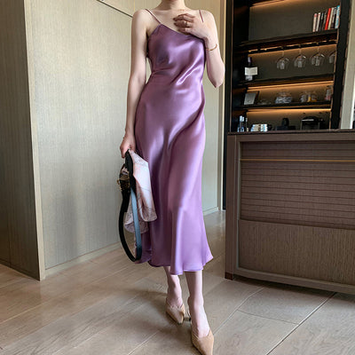 Vestido Slip de Acetato Satinado - Diseño Versátil Ajustable