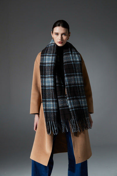 Bufanda Escocesa Azul Otoño Invierno - Estilo Europeo y Americano - Image 7