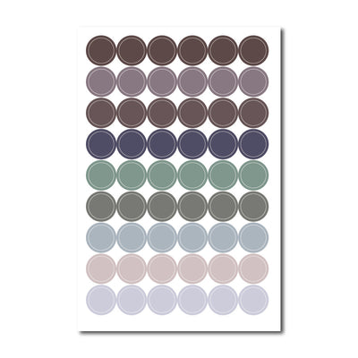 Colorful planner sticker sheet with labels for Scripture Study, Weekly Spending, and Work, featuring various shapes. - Image 12