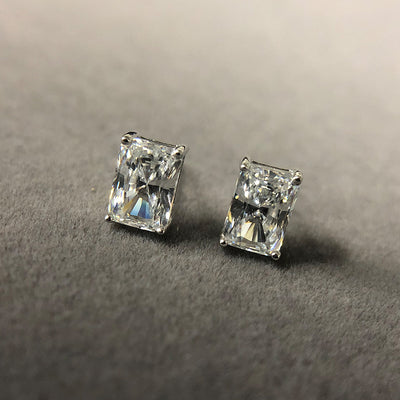 Aretes de Circonita Simulada con Montura Rectangular de Cuatro Puntas - Image 8