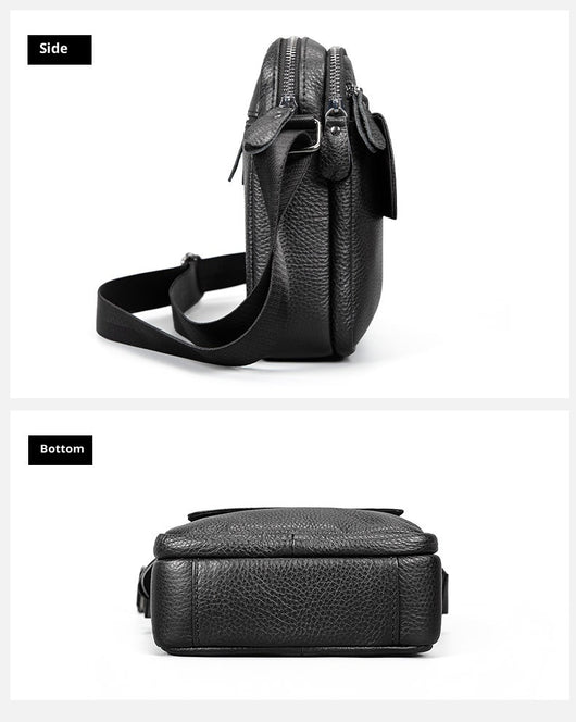 Bolsa Bandolera de Cuero Genuino Primera Capa para Hombre - Image 4