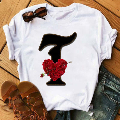 Playera Casual Estampado Alfabeto Inglés Rosa para Estudiantes - Image 24