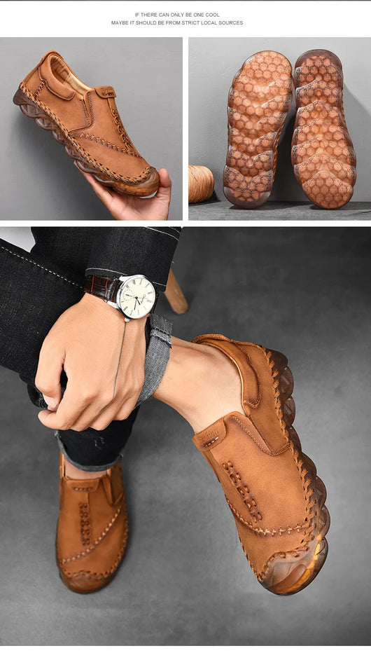 Zapatos Casuales de Cuero Artesanal Transpirable para Hombre - Image 21