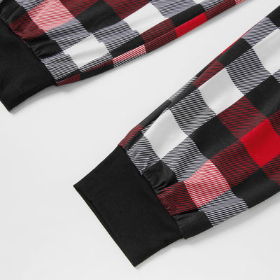 Black and red long-sleeve Christmas top with reindeer and "Merry Xmas!" text, paired with red, black, and white plaid pants. - Image 18