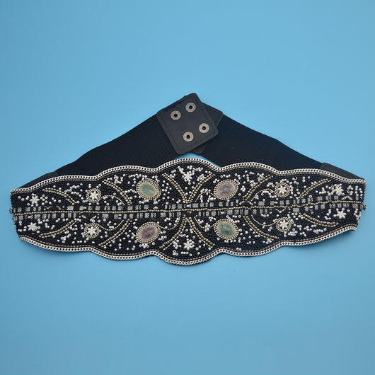 Cinturón Étnico Retro con Cuentas de Arroz Turquesa y Flores - Image 3