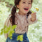 Blusa Princesa Infantil con Cuello de Encaje y Mangas Abullonadas Retro