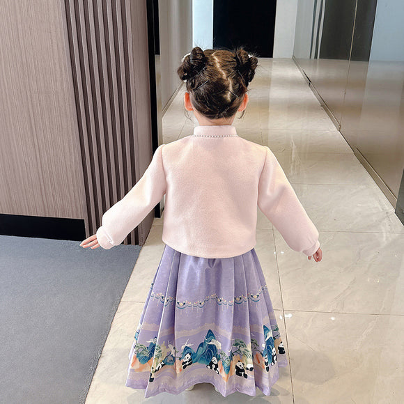 Traje Hanfu Tradicional de Dos Piezas con Falda Caballo
