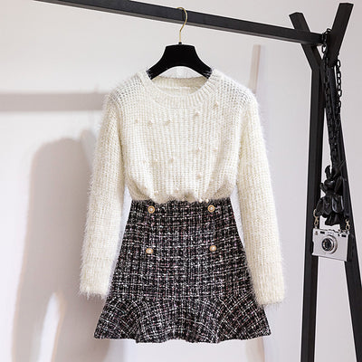 Conjunto de Falda y Suéter Decorado con Perlas - Image 2