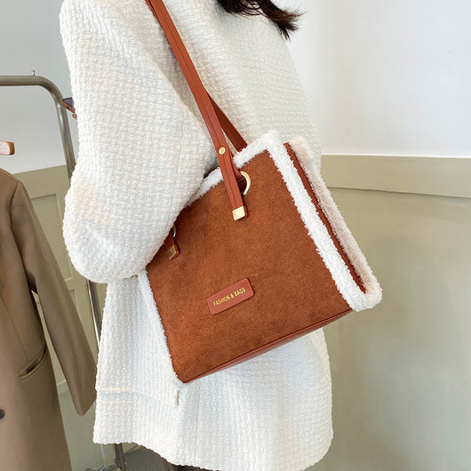 Bolso Tote Coreano de Piel de Cordero con Asa Simple - Image 4