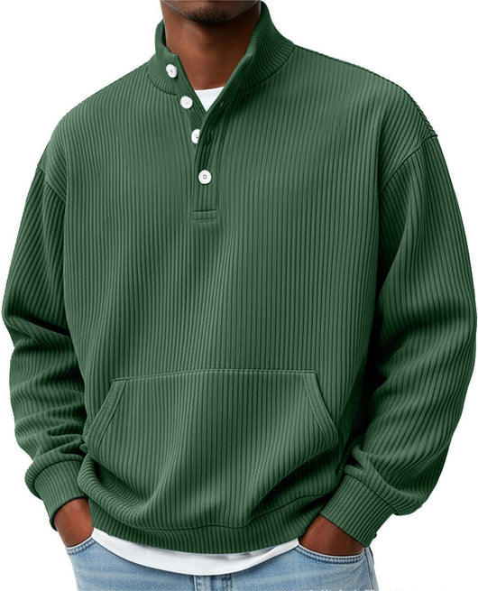 Suéter Polo Cuello Alto Manga Larga para Hombre - Casual Suelto con Bolsillos - Image 12