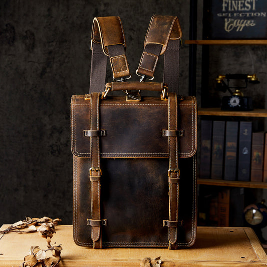 Mochila de Cuero Genuino Premium - Estilo Casual Resistente