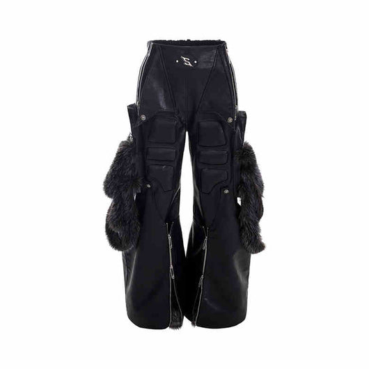 Pantalón Ancho de Cuero PU con Costuras Estructuradas - Image 8