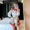 Shorts Talle Alto Pierna Ancha con Blusa de Mangas Estampadas