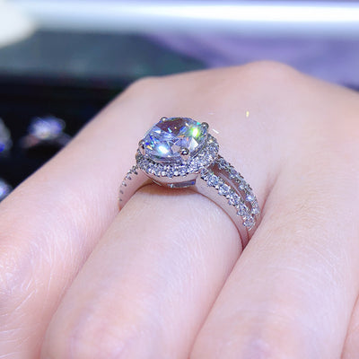 Anillo de Diamante Mosan Plata 925 Bañado en Oro - Image 10