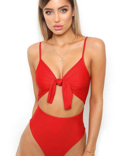 Traje de Baño Enterizo Sexy con Nudo y Estampado ZC2520 - Image 10