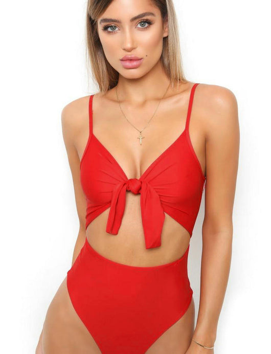 Traje de Baño Enterizo Sexy con Nudo y Estampado ZC2520 - Image 10