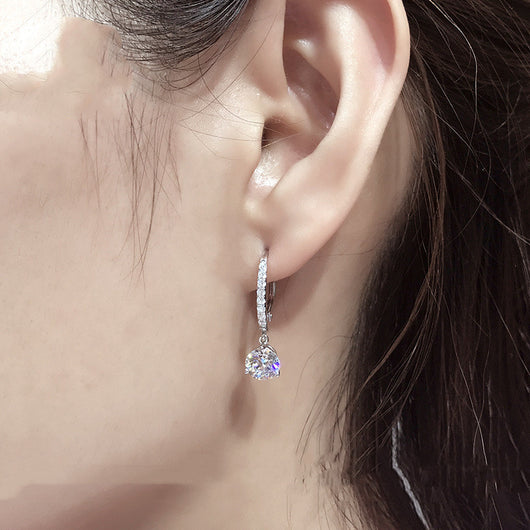Aretes Colgantes de Plata Esterlina con Diamante en Forma de Pera - Image 6