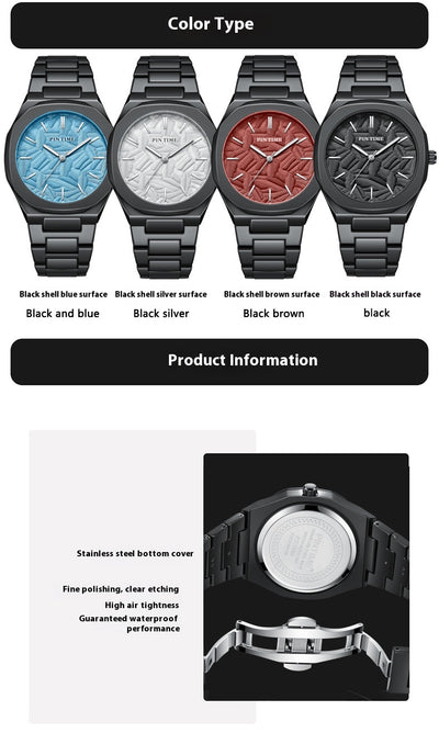 Reloj Impermeable para Hombre con Esfera Grabada en Relieve de Hoja de Palma - Image 20