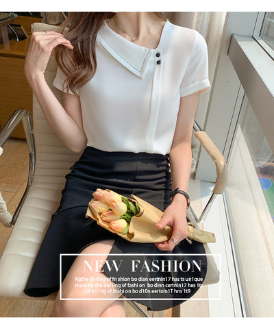 Blusa Chiffon Escote V Efecto Reductor Estilo Occidental - Image 8