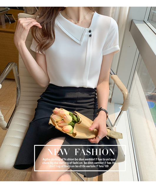 Blusa Chiffon Escote V Efecto Reductor Estilo Occidental - Image 8