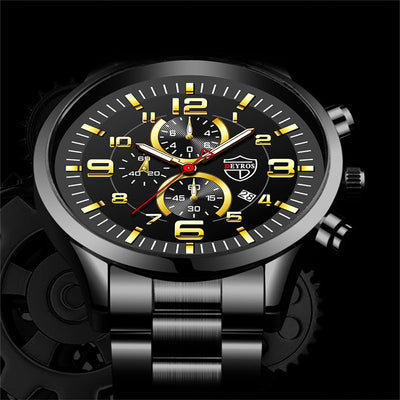 Reloj para Hombre con Esfera Dorada Grande, Calendario Luminoso y Correa de Acero - Image 9