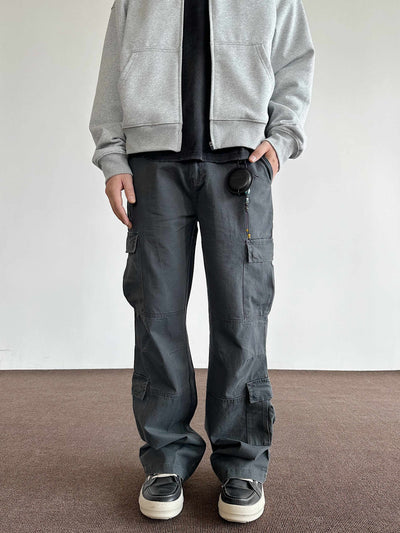 Pantalones Cargo Sueltos Deslavados con Múltiples Bolsillos Estilo Retro - Image 10