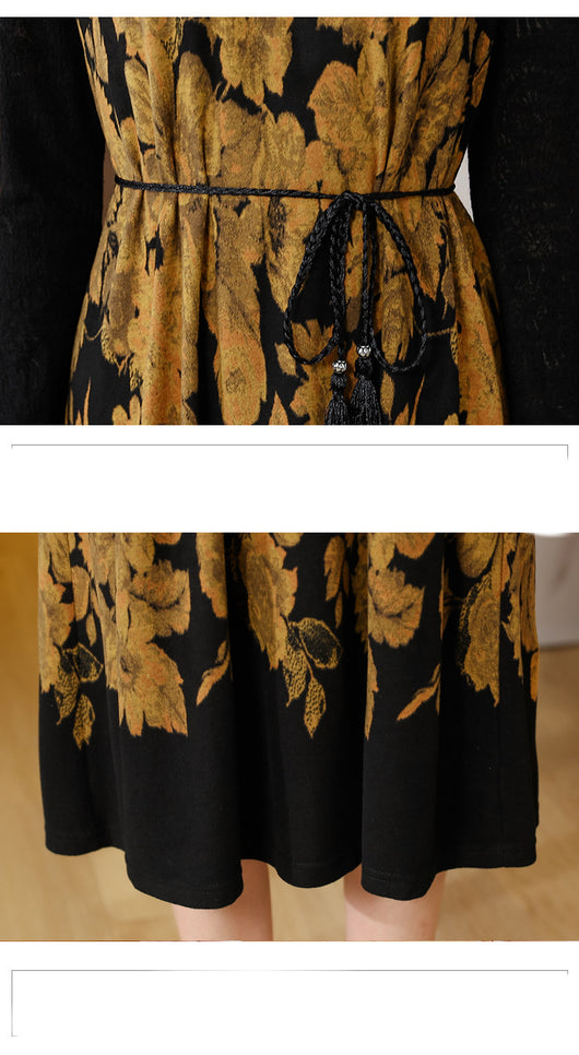 Vestido Largo Elegante de Terciopelo de Visón con Manga Larga Estilo Occidental - Image 4