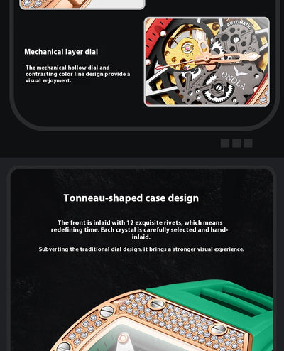 Reloj Automático Mecánico para Hombre con Cristales Engastados - Image 15