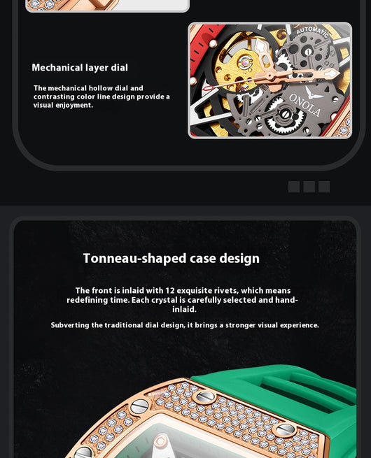 Reloj Automático Mecánico para Hombre con Cristales Engastados - Image 15