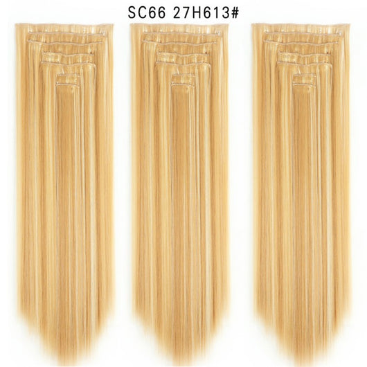 Set de Extensiones de Cabello con 16 Clips - Peluca de Fibra Sintética Premium - Image 57
