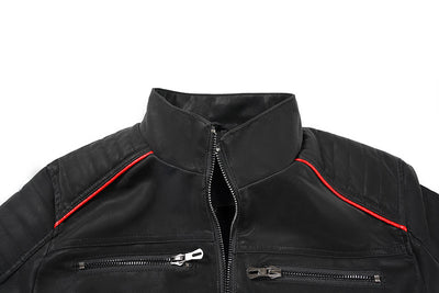 Chaqueta de Cuero PU con Cuello Mao para Hombre - Image 27
