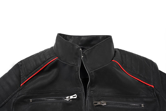 Chaqueta de Cuero PU con Cuello Mao para Hombre - Image 27