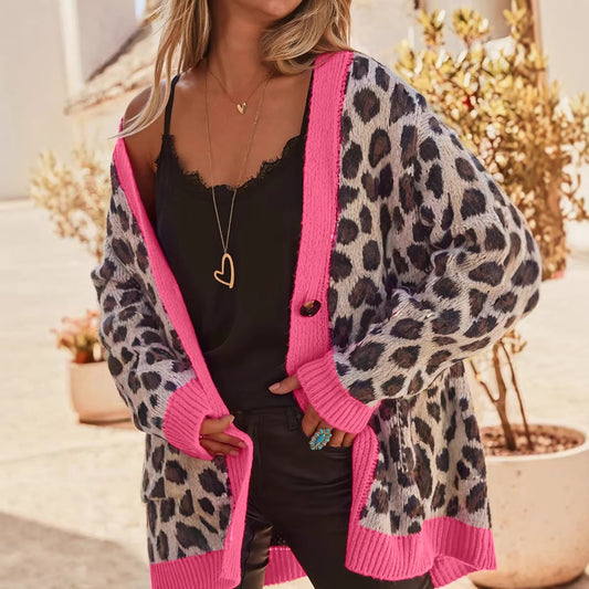 Cardigan Largo Estampado Leopardo para Mujer - Diseño Suelto y Elegante