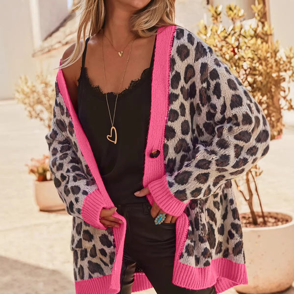 Cardigan Largo Estampado Leopardo para Mujer - Diseño Suelto y Elegante