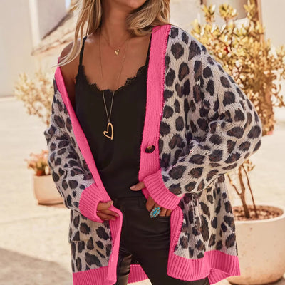 Cardigan Largo Estampado Leopardo para Mujer - Diseño Suelto y Elegante