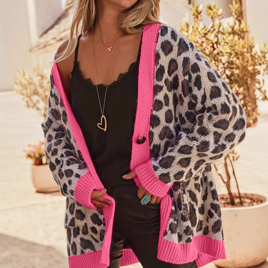 Cardigan Largo Estampado Leopardo para Mujer - Diseño Suelto y Elegante