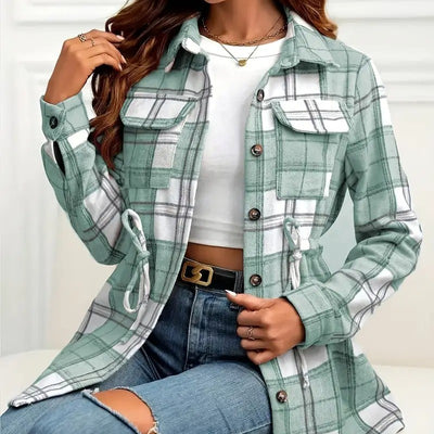 Camisa de Franela a Cuadros para Mujer - Manga Larga Casual