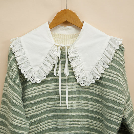 Cuello Postizo de Encaje Vintage - Algodón Bordado Elegante - Image 5