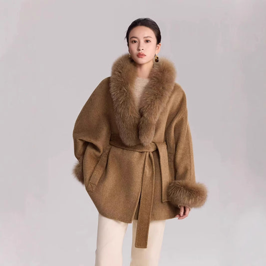 Abrigo de Lana Reversible con Pelo de Zorro Real - Elegancia Otoño Invierno - Image 2