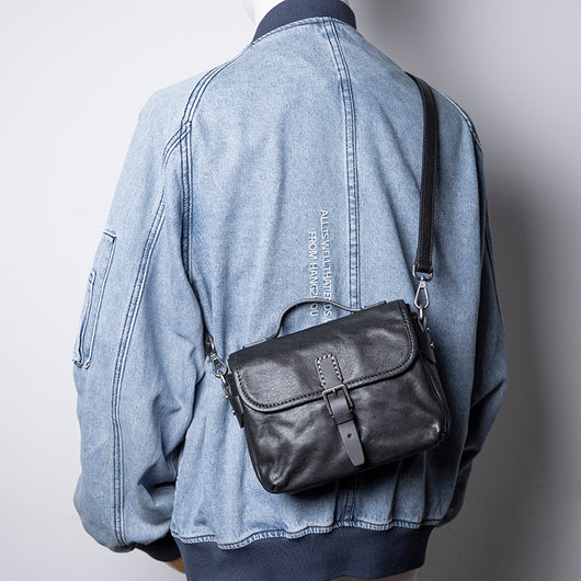 Bolso de Cuero Genuino Retro para Hombre - Artesanal - Image 11