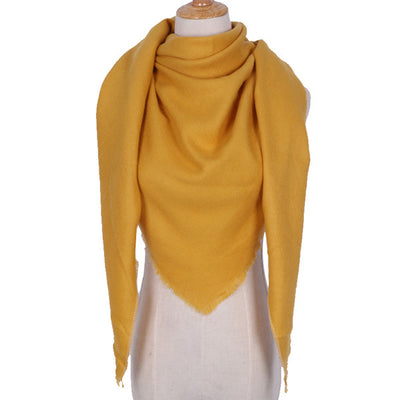Bufanda Triangular de Color Puro - Chal Cálido de Imitación Cachemira para Mujer - Image 8