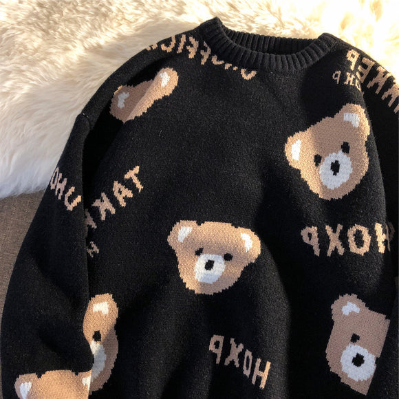Suéter Retro con Oso para Mujer - Top Trendy Ins