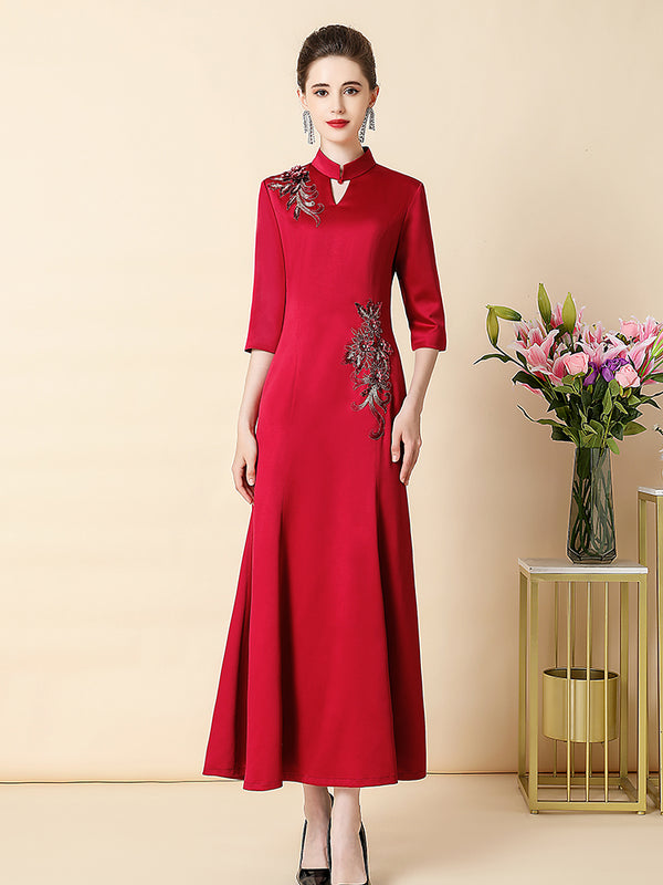 Vestido Cheongsam Elegante Efecto Adelgazante para Mujer