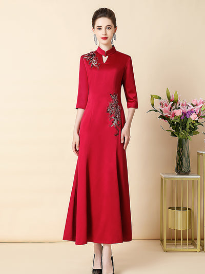 Vestido Cheongsam Elegante Efecto Adelgazante para Mujer - Image 2