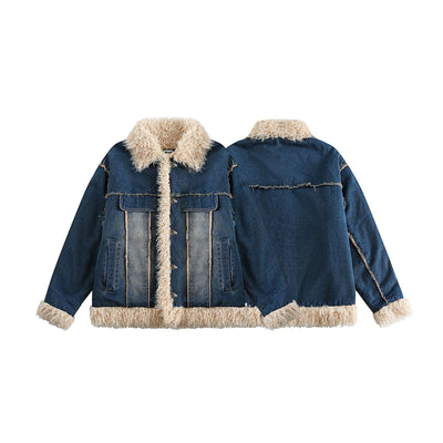Abrigo Denim Retro con Cuello de Pelaje para Mujer - Image 5