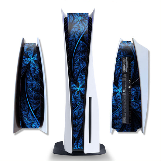 Brushed silver metal texture skin for PlayStation 5 Digital Edition console, shown from front and side views. - Image 6