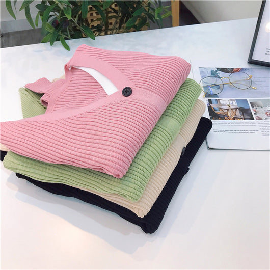 Cardigan Tejido Falsa Dos Piezas Mujer Cuello V Manga Larga - Image 76