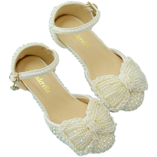 Zapatos de Princesa Infantiles Blanco Perla con Moño - Image 2