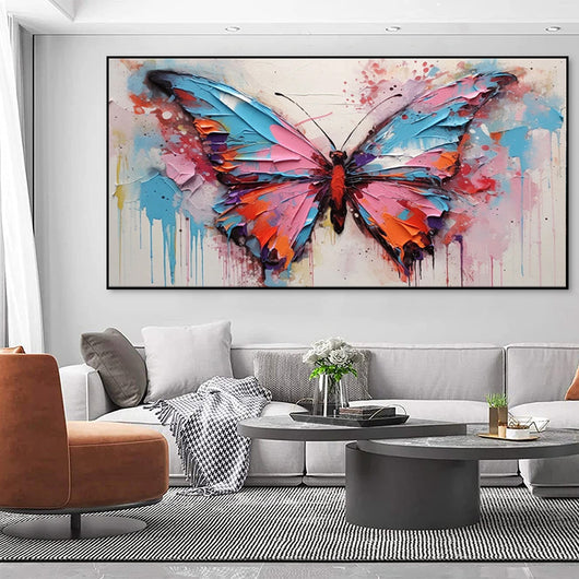 Cuadro Abstracto Mariposa Pintura Acrílica Óleo Hecho a Mano Arte Moderno Decoración Pared Sala de Estar - Image 8